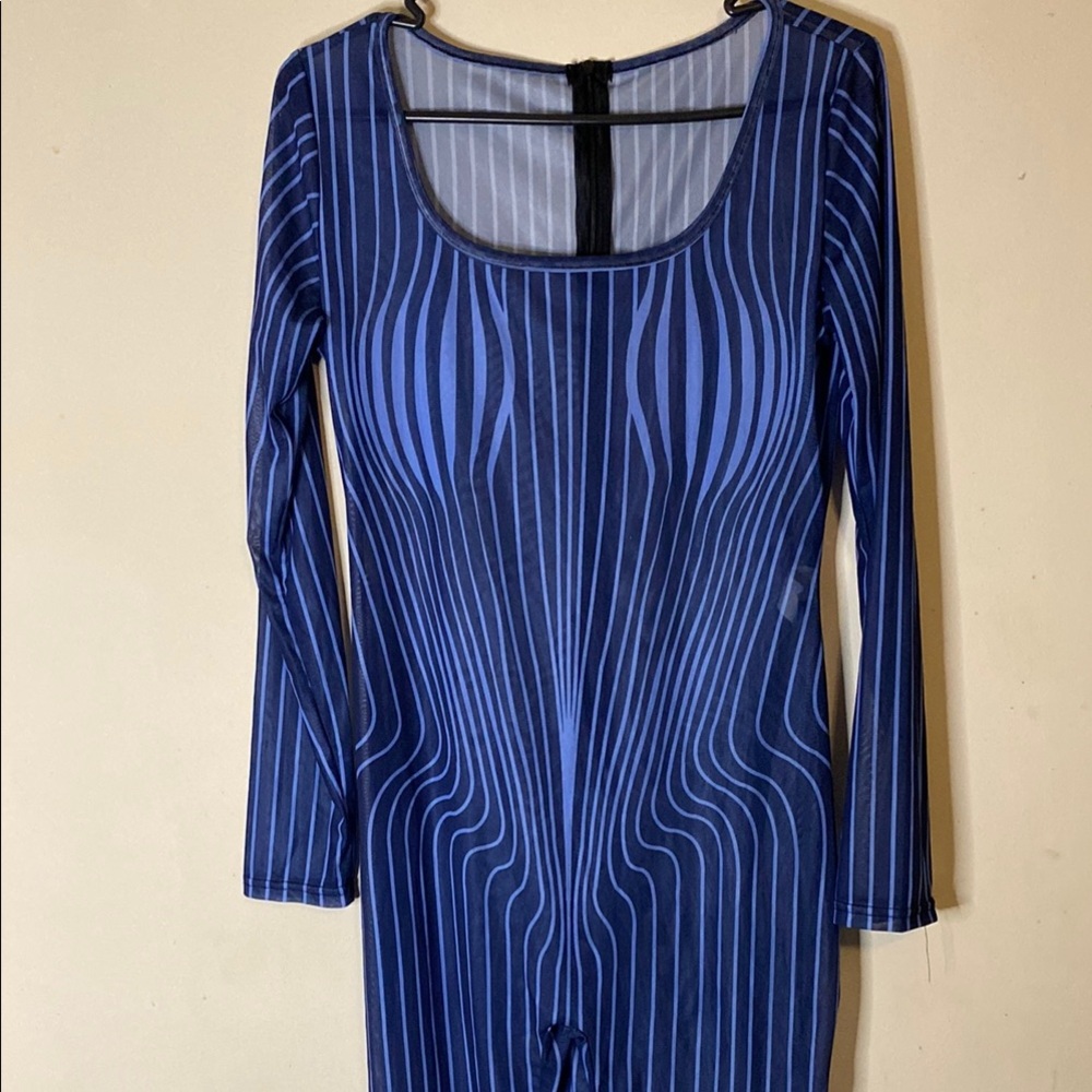 Blue Striped Jumpsuit